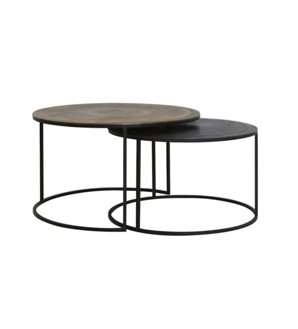 Zestaw 2 stolików TALCA 75 cm 67 cm brąz*L&L Clearance