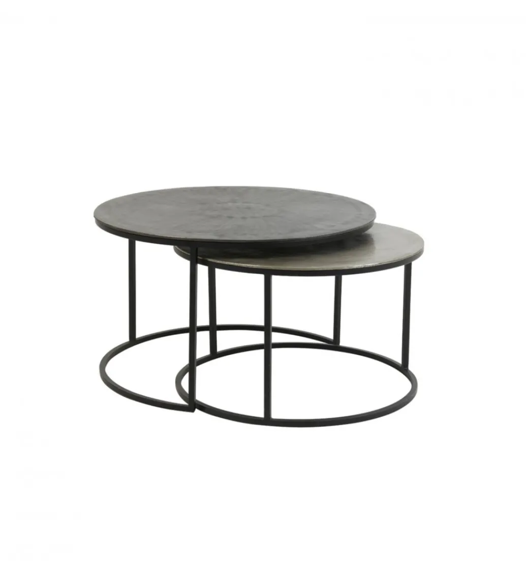 Zestaw 2 stolików TALCA 75 cm 67 cm srebrne*L&L Clearance