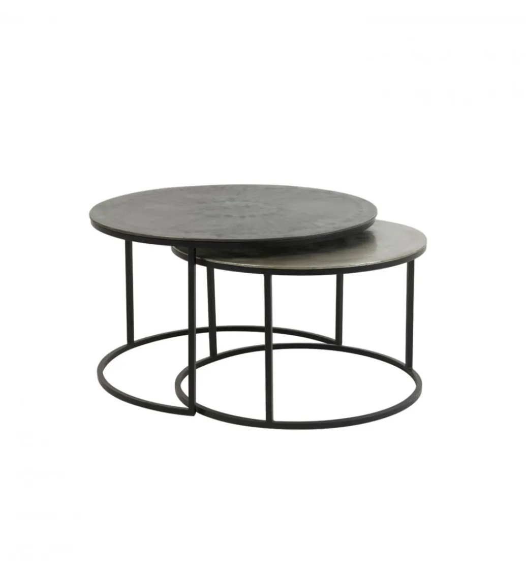 Zestaw 2 stolików TALCA 75 cm 67 cm srebrne*L&L Clearance