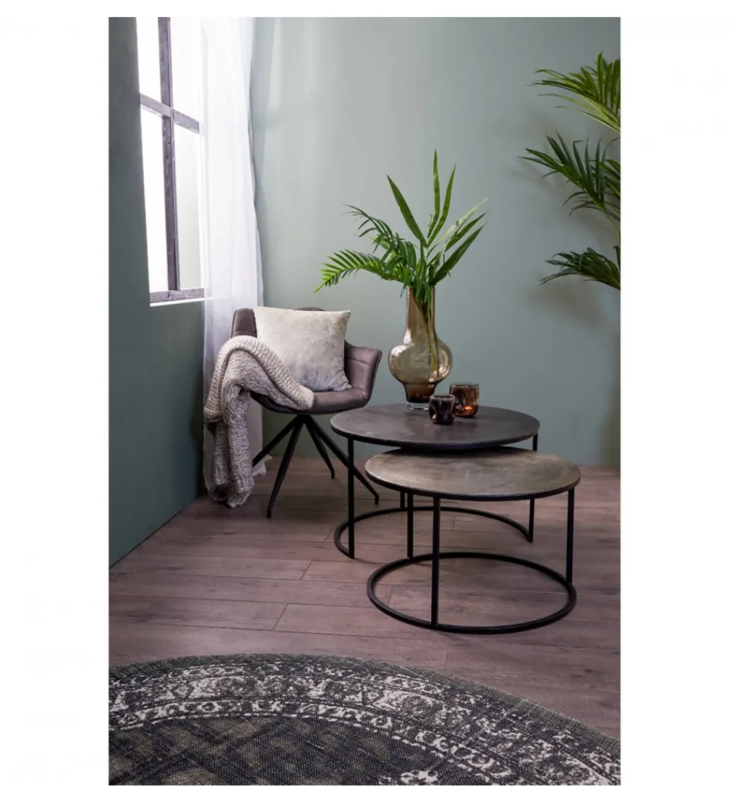 Zestaw 2 stolików TALCA 75 cm 67 cm srebrne*L&L Clearance
