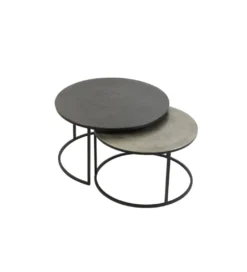 Zestaw 2 stolików TALCA 75 cm 67 cm srebrne*L&L Clearance