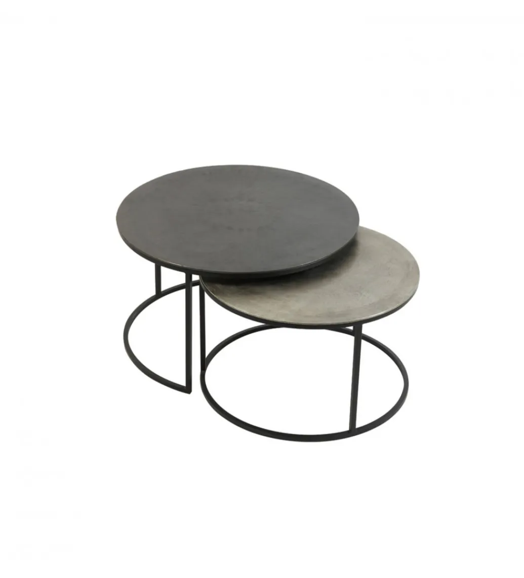 Zestaw 2 stolików TALCA 75 cm 67 cm srebrne*L&L Clearance