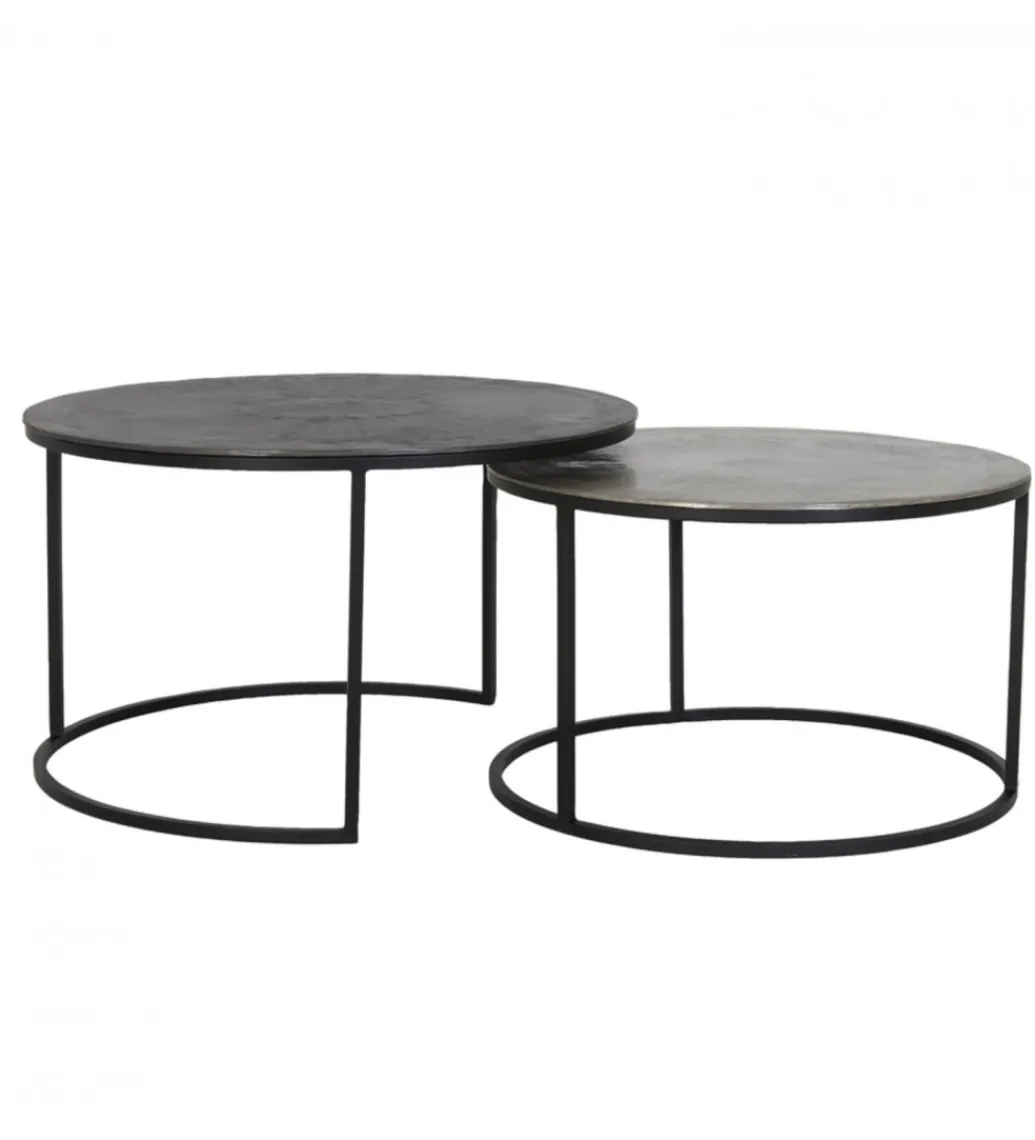 Zestaw 2 stolików TALCA 75 cm 67 cm srebrne*L&L Clearance
