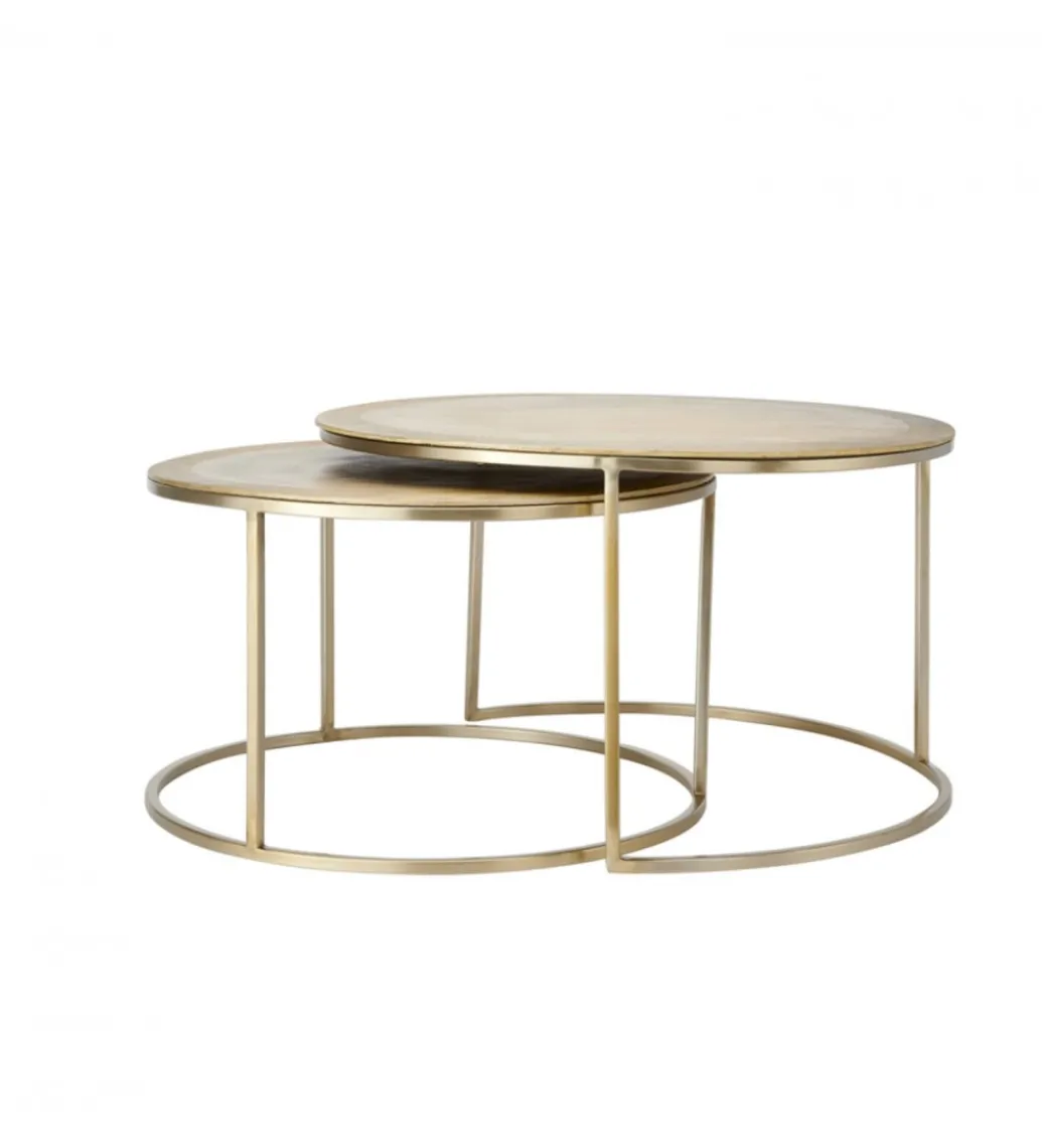Zestaw 2 stolików TALCA 75 cm 65 cm złoty*L&L Outlet
