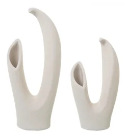 Zestaw 2 wazonów SANDY 42 cm 33 cm ceramika beżowa*Exclusivas Best